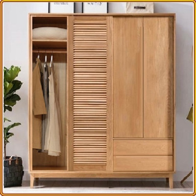 Tủ quần áo gỗ sồi Tundo 2 cánh lùa 2 cánh mở  240 x 60 x 200 cm