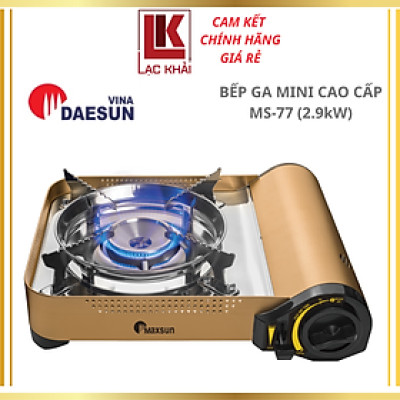 Bếp Ga Mini Cao Cấp Maxsun MS-77 - Công Suất 2900W, Hai Vòng Chắn Gió, Nhôm Nhẹ - Inox Chống Rỉ - Hàng chính hãng