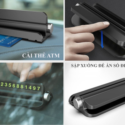 Bảng số điện thoại gắn táp lô ô tô kiêm giá để điện thoại 