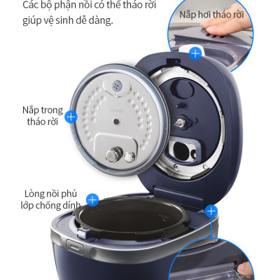 Nồi cơm điện cao tần Locknlock IH pressure rice cooker EJR526GRY (1.8 Lít)- Hàng chính hãng