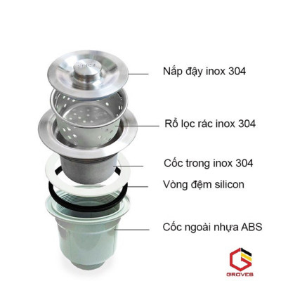 CHẬU RỬA BÁT, CHÉN INOX 2 HỐ CÂN GRBC8245L
