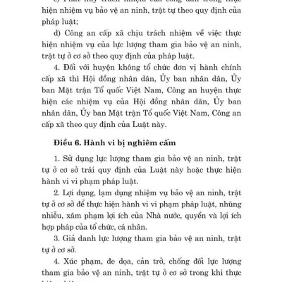 Luật lực lượng tham gia bảo vệ an ninh, trật tự ở cơ sở (bản in 2024)