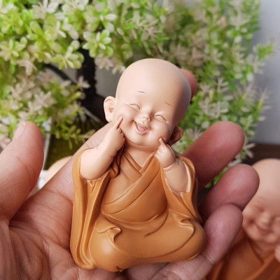 Bộ 03 chú tiểu áo nâu - mẫu Tam Không size mini 7cm mã MIXU-CT012B