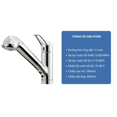 Vòi rửa chén bát Takagi JA200LN-NNDK02 – Bộ vòi rửa nóng lạnh cao cấp Nhật Bản