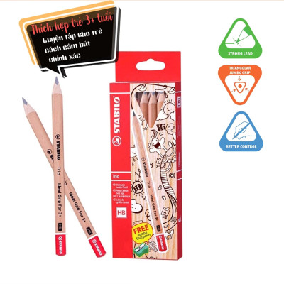 Bút chì gỗ phác thảo Jumbo STABILO Trio 362/398 - Chì Trio nét 6B