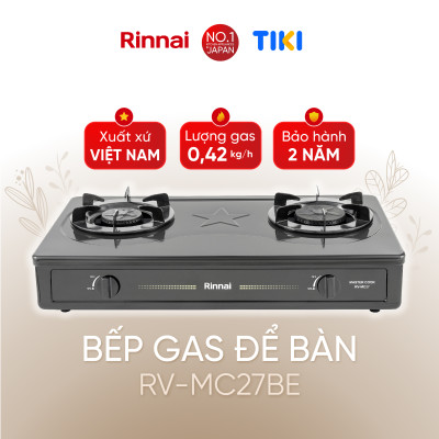 Bếp gas dương Rinnai RV-MC27BE mặt bếp men và kiềng bếp men - Hàng chính hãng.
