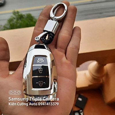 Bao chìa khoá ô tô Kona, Accent, Santafe silicon mạ crom bản 3 nút Full hộp