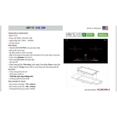 Bếp 2 từ âm hiệu Smaragd ISB 288 (Malaysia) - Hàng chính hãng Hàng chính hãng