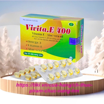 Vitamin E 400iu  vivita.E 400 - Hộp 30 viên nang - đẹp da, chống lão hóa