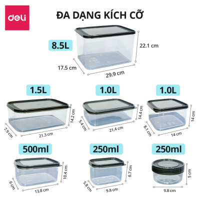 [COMBO 15 HỘP] Bộ hộp 15 chi tiết hộp đựng thực phẩm DELIxVUSIGN đủ size từ 150 - 8500ml dùng được cho lò vi sóng