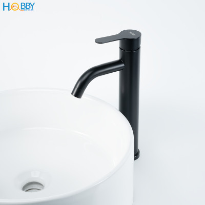 Vòi rửa mặt nóng lạnh mẫu cao inox 304 sơn đen Hobby home decor VRM8