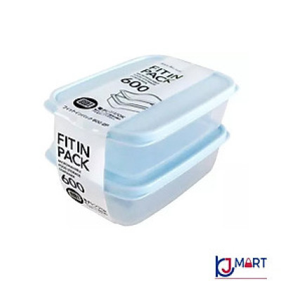 Set 2 hộp nhựa đựng thực phẩm Fitin Pack 600ml nắp dẻo màu xanh mint - Nội địa Nhật Bản