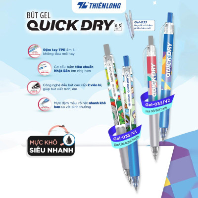 Combo 20 Bút gel Quick Dry Thiên Long Gel-033/V2  - Mực khô siêu nhanh - Họa tiết thời trang