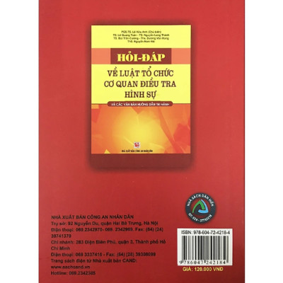 Sách - Hỏi - đáp về Luật tổ chức cơ quan điều tra hình sự và các VBHD thi hành