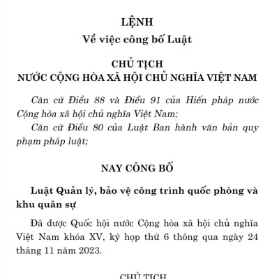 Luật Quản lý, bảo vệ công trình quốc phòng và khu quân sự