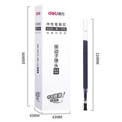 Bút bi gel bấm văn phòng Deli mực đen ngòi 0.5mm học sinh mực đều nét chữ đẹp A575 - có ruột xanh thay thế - 1 chiếc