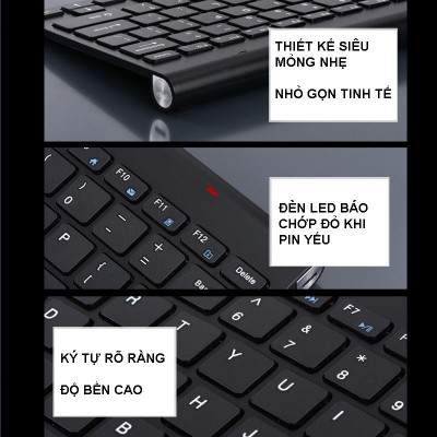 Bàn Phím không dây W200 nhỏ gọn - cho máy tính , Laptop , điện thoại , máy tính bảng hàng nhập khẩu