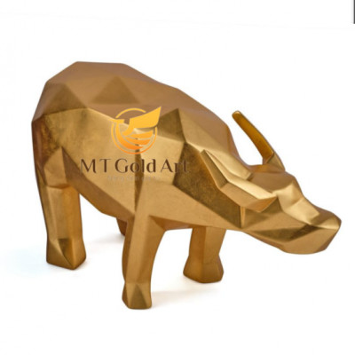 Tượng trâu hình khối dát vàng 24k 