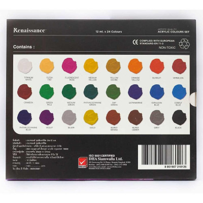 Bộ 24 Màu Vẽ Acrylic Renaissance 12 ml