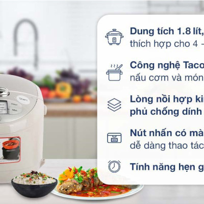 HÀNG CHÍNH HÃNG: Nồi cơm điện Tiger dung tích 1.8l JAX - S18W MADE IN JAPAN 