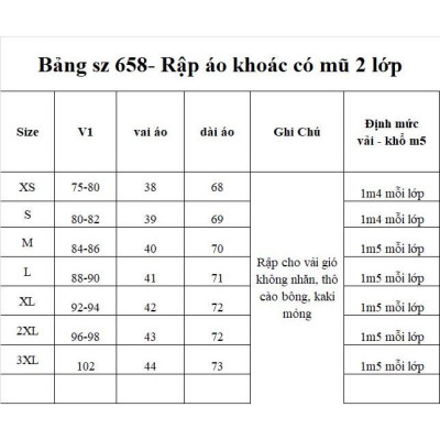 Rập giấy A0 áo khoác gió 2 lớp mã 658 - bản vẽ