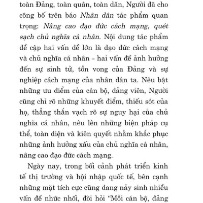Về Tác Phẩm "Nâng Cao Đạo Đức Cách Mạng, Quét Sạch Chủ Nghĩa Cá Nhân"