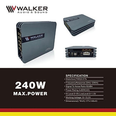 DSP Bộ khuếch đại âm thanh kèm Amply WALKER KA-48 kết nối Bluetooth công suất 240W Amply xe hơi hàng cao cấp của Germany