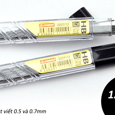 Hộp tuýp Ruột chì bấm STABILO - Hộp 12 tuýp ruột 0.7mm/ 2B (PC3207R12/12-2B)
