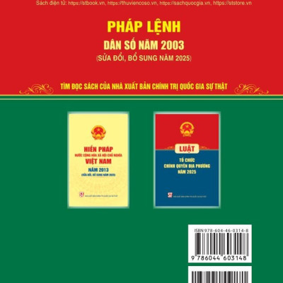 Pháp lệnh dân số năm 2003 (sửa đổi, bổ sung năm 2025) - bản in 2025
