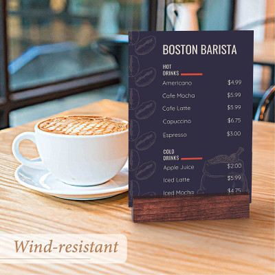 1 Đế gỗ để ảnh Toploader, giá đỡ card, lịch bàn trang trí - Màu trắng và nâu gỗ