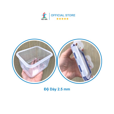 [TẶNG KHAY RÁO NƯỚC] Bộ 3 Hộp Đựng Thực Phẩm Có Vách Ngăn VIETSON 450ml Nắp Khóa 4 Cạnh Kín Hơi