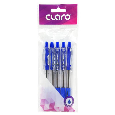Vỉ 5 Bút Bi Claro Arrow 0.7 mm - Mực Xanh