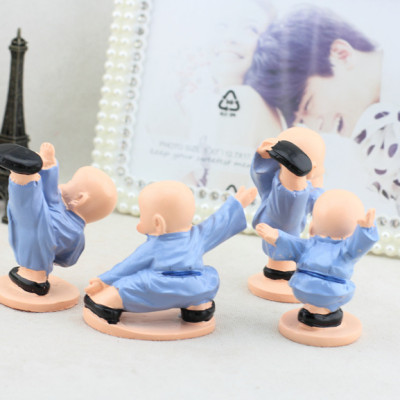 Combo 4 Tượng Chú Tiểu Đánh Võ Dễ Thương Trang Trí Xe Hơi, Bàn Làm Việc, Bonsai PaKaSa