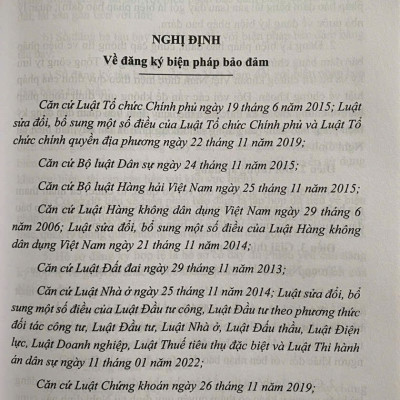 Nghị Định Về  Đăng Ký Biện Pháp Bảo Đảm