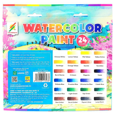 Hộp 24 Tuýp Màu Vẽ Nước 12 ml - Colormate 113233