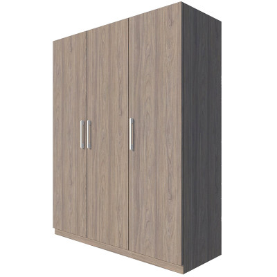 Tủ quần áo gỗ MDF Tundo 3 cánh 2 ngăn kéo màu xám ánh vàng 140 x 55 x 200cm