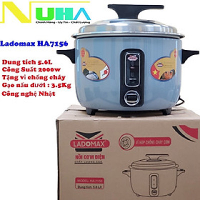 Nồi cơm công nghiệp chuyên quán 5.6L Ladomax có vỉ inox chống cơm cháy, mâm nhiệt oxi hóa cứng chống teo-Hàng chính hãng