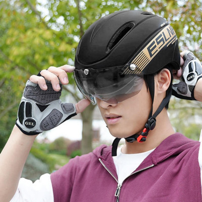 Mũ Bảo Hiểm Xe Đạp ESL-02, vỏ nhựa ngoài cứng, kính tháo rời nam châm, thoáng khí 1 cỡ có thể điều chỉnh - Mai Lee