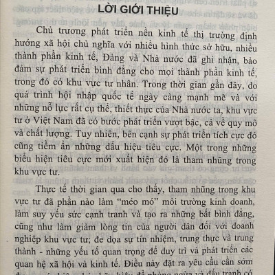 Vấn Đề Tham Nhũng Trong Khu Vực Tư Ở Việt Nam Hiện Nay 