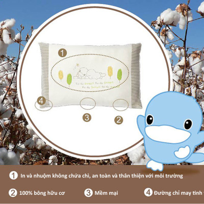 GỐI NẰM CHO BÉ 6M+ BẰNG VẢI ORGANIC KUKU KU2053 - SIZE 23x35 cm