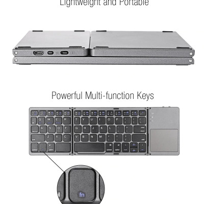 Bàn Phím Không Dây Mini Gấp Gọn Bluetooth Tích Hợp Touchpad B033 - Hàng Nhập Khẩu