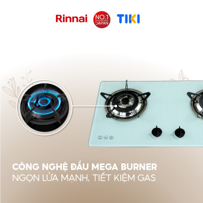 Bếp gas âm Rinnai RVB-2WGN mặt bếp kính và kiềng bếp men - Hàng chính hãng.