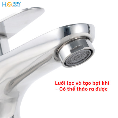 Vòi chậu rửa mặt lavabo nóng lạnh inox 304 bóng Hobby home decor VRM9