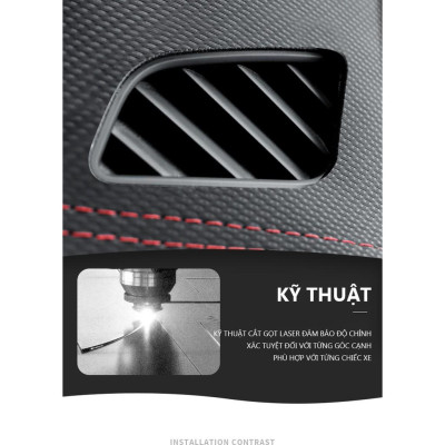 Thảm Taplo Da Vân Carbon Xe Vinfast Lux A2.0 Hàng Cao Cấp Có Chống Trượt.