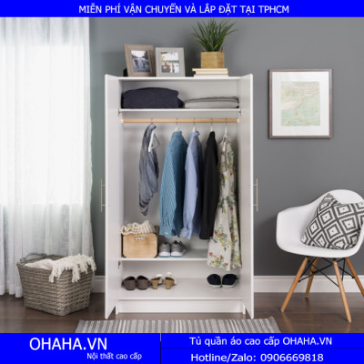 Tủ Quần Áo Gỗ Hiện Đại Hai Cánh Mở 01T-OHAHA