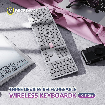 Bàn Phím Không Dây MicroPack Lifestyle K-310W Bàn Phím Cắt Kéo Kiểu Dáng Mỏng Thiết Kế Bằng Nhôm Hoàn Thiện Cao Cấp Hàng Chính Hãng