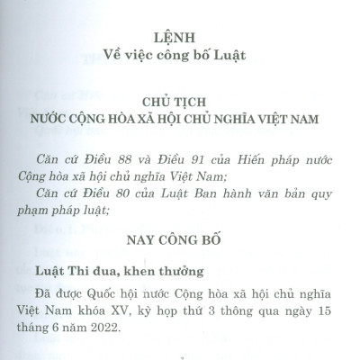 Luật Thi Đua, Khen Thưởng (Bản in năm 2022)