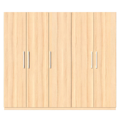 Tủ quần áo gỗ MDF Tundo 5 cánh 2 ngăn màu vàng sồi 220 x 55 x 200cm