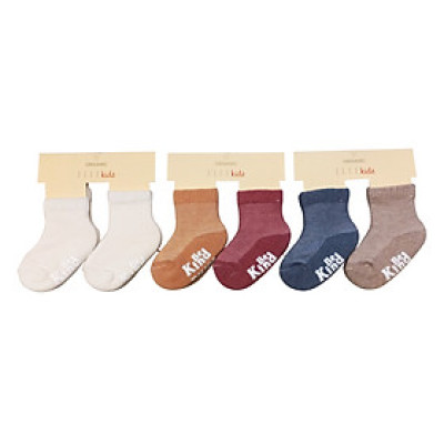 Set 2 đôi tất ORGANIC dệt xù dành cho trẻ em 6-18M in silicon chống trượt thương hiệu ELLE Kids EK2106 LOC2