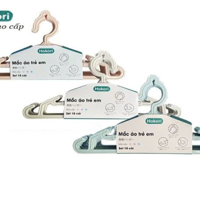 Set 10 Móc quần áo trẻ em Hokori nhựa cao cấp Việt Nhật 